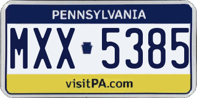 PA license plate MXX5385
