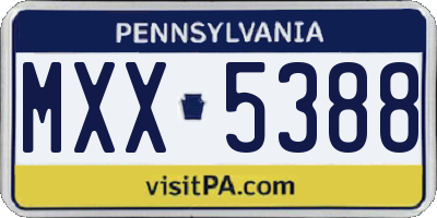 PA license plate MXX5388