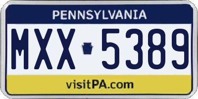 PA license plate MXX5389