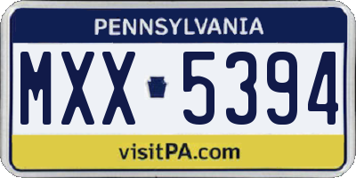 PA license plate MXX5394
