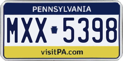 PA license plate MXX5398