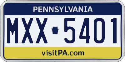 PA license plate MXX5401