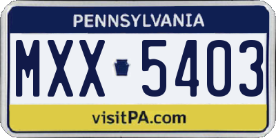 PA license plate MXX5403