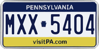 PA license plate MXX5404