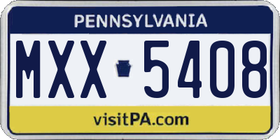PA license plate MXX5408