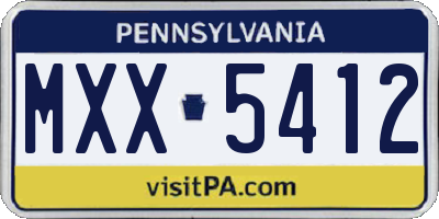 PA license plate MXX5412