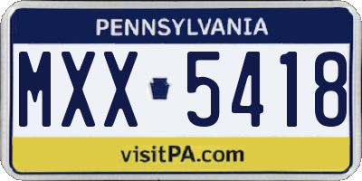 PA license plate MXX5418