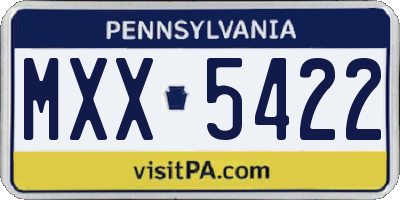 PA license plate MXX5422