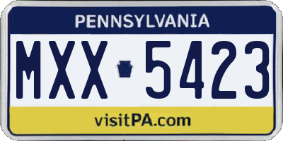 PA license plate MXX5423