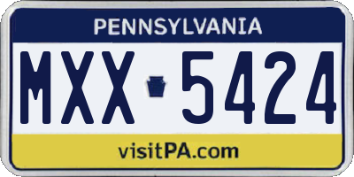 PA license plate MXX5424