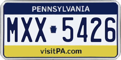 PA license plate MXX5426