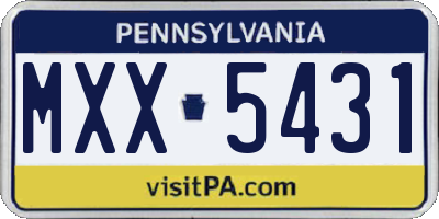 PA license plate MXX5431