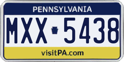 PA license plate MXX5438