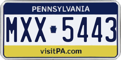 PA license plate MXX5443