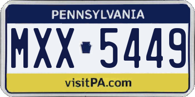 PA license plate MXX5449