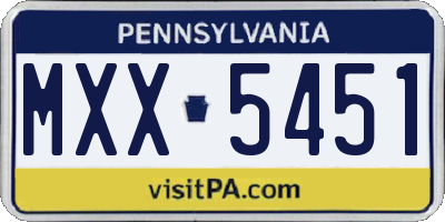 PA license plate MXX5451
