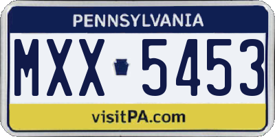 PA license plate MXX5453