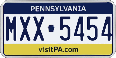 PA license plate MXX5454