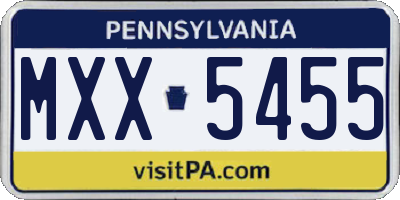 PA license plate MXX5455