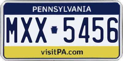PA license plate MXX5456