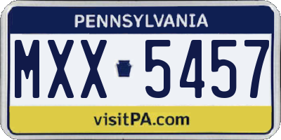 PA license plate MXX5457