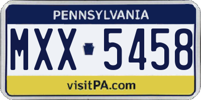 PA license plate MXX5458