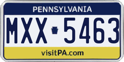 PA license plate MXX5463