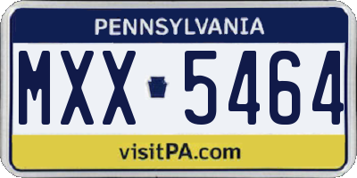 PA license plate MXX5464
