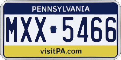 PA license plate MXX5466