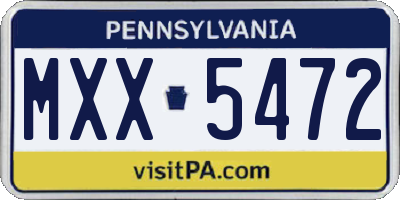 PA license plate MXX5472