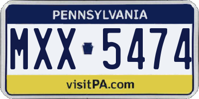 PA license plate MXX5474