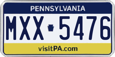 PA license plate MXX5476