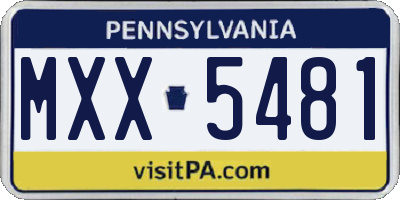 PA license plate MXX5481