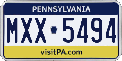 PA license plate MXX5494