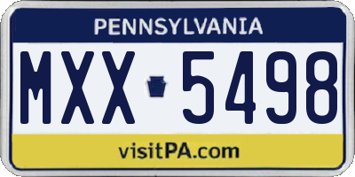 PA license plate MXX5498