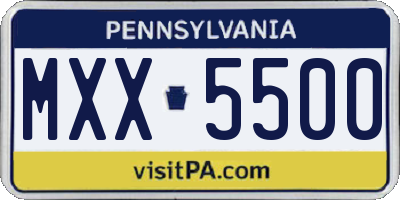 PA license plate MXX5500