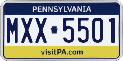 PA license plate MXX5501