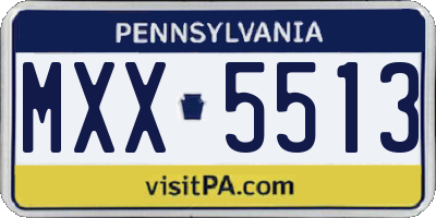 PA license plate MXX5513