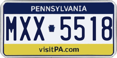 PA license plate MXX5518