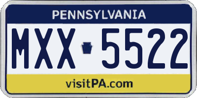 PA license plate MXX5522
