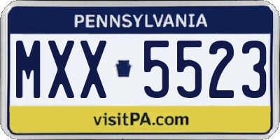PA license plate MXX5523