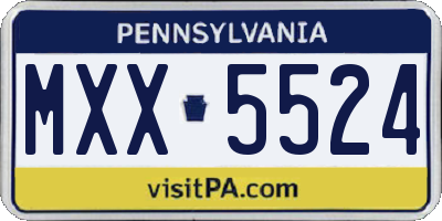 PA license plate MXX5524