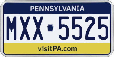 PA license plate MXX5525