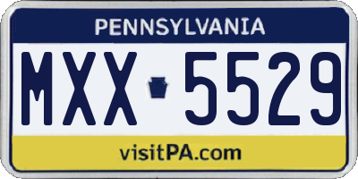 PA license plate MXX5529