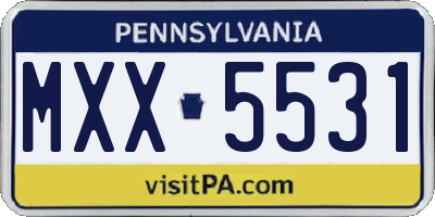 PA license plate MXX5531