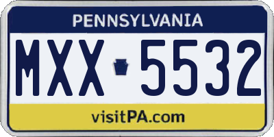 PA license plate MXX5532