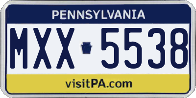 PA license plate MXX5538