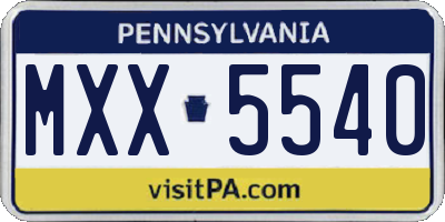 PA license plate MXX5540