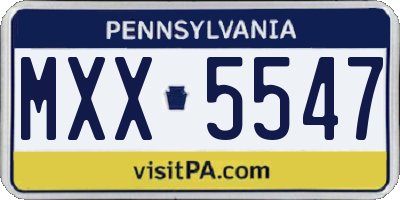 PA license plate MXX5547