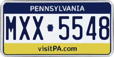PA license plate MXX5548